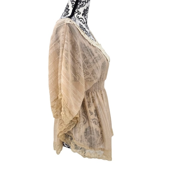 2B Bebe Vintage Y2k Cream Blouse with Dolman Sleeves and Embellished Details - Picture 10 of 12